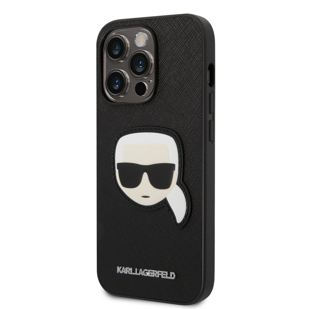 Karl Lagerfeld iPhone 14 Pro Backcover hoesje - Karl Head - Zwart-Hoesjes-Ilumina Benelux