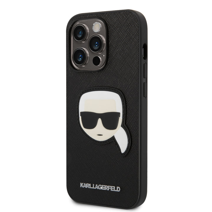 Karl Lagerfeld iPhone 14 Pro Backcover hoesje - Karl Head - Zwart-Hoesjes-Ilumina Benelux