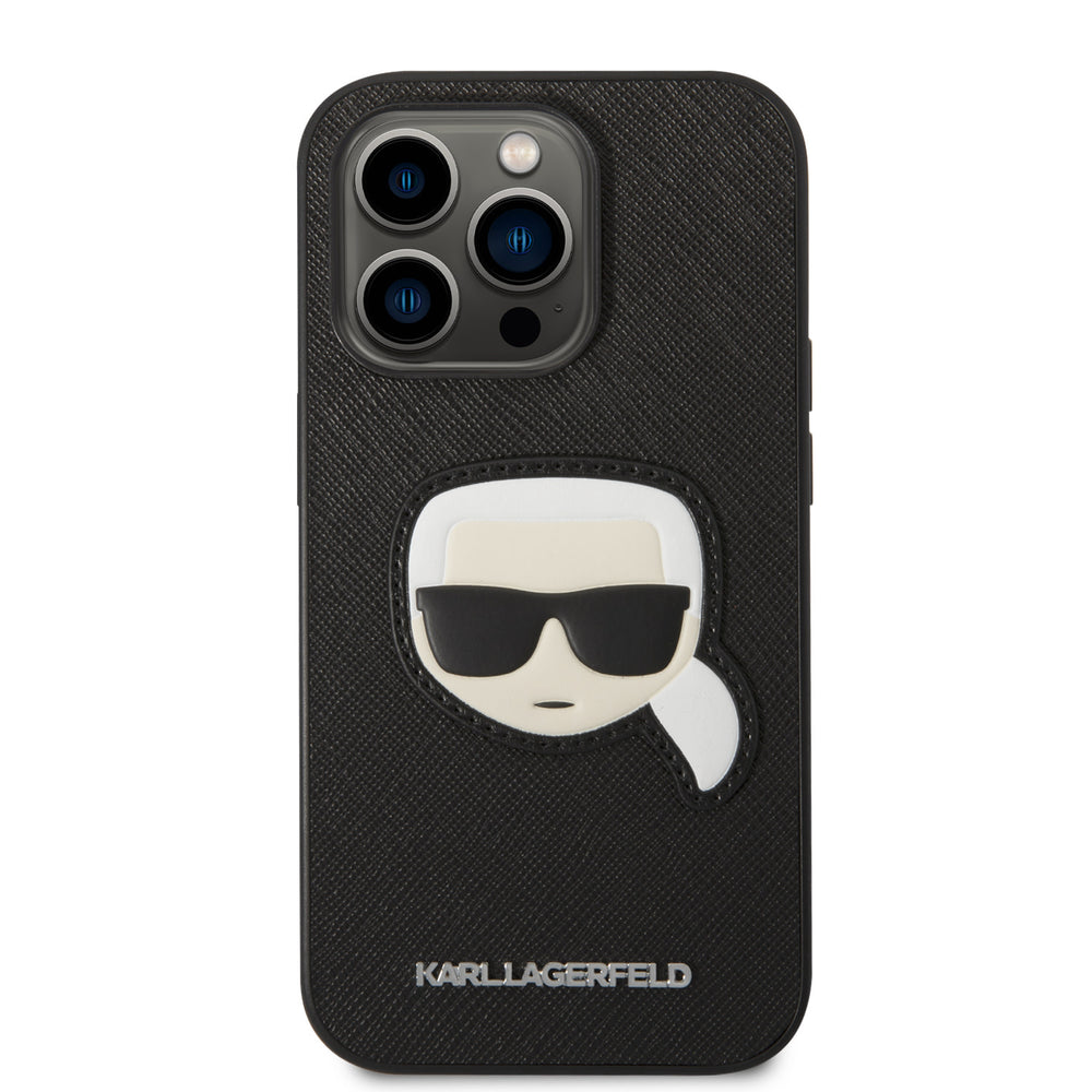 Karl Lagerfeld iPhone 14 Pro Backcover hoesje - Karl Head - Zwart-Hoesjes-Ilumina Benelux
