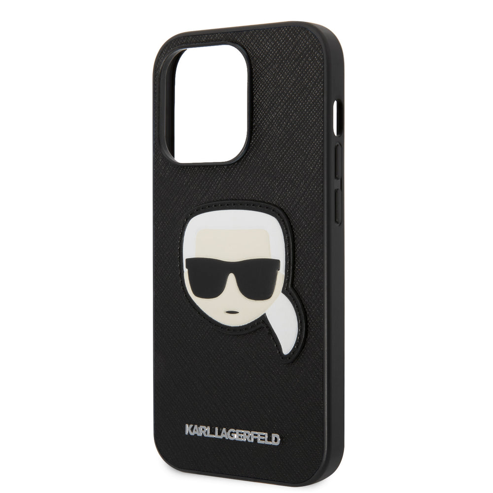 Karl Lagerfeld iPhone 14 Pro Backcover hoesje - Karl Head - Zwart-Hoesjes-Ilumina Benelux