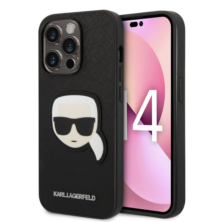 Karl Lagerfeld iPhone 14 Pro Backcover hoesje - Karl Head - Zwart-Hoesjes-Ilumina Benelux