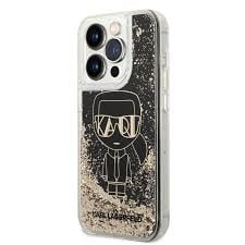 Karl Lagerfeld iPhone 14 Pro Backcover hoesje - Liquid Glitter - Gatsby Ikonik - Zwart-Hoesjes-Ilumina Benelux