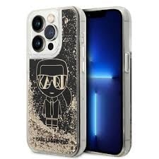 Karl Lagerfeld iPhone 14 Pro Backcover hoesje - Liquid Glitter - Gatsby Ikonik - Zwart-Hoesjes-Ilumina Benelux