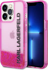 Karl Lagerfeld iPhone 14 Pro Backcover hoesje - Liquid Glitter - Roze-Hoesjes-Ilumina Benelux