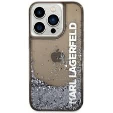 Karl Lagerfeld iPhone 14 Pro Backcover hoesje - Liquid Glitter - Zwart-Hoesjes-Ilumina Benelux