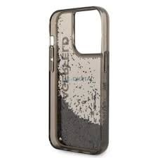 Karl Lagerfeld iPhone 14 Pro Backcover hoesje - Liquid Glitter - Zwart-Hoesjes-Ilumina Benelux