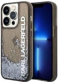 Karl Lagerfeld iPhone 14 Pro Backcover hoesje - Liquid Glitter - Zwart-Hoesjes-Ilumina Benelux