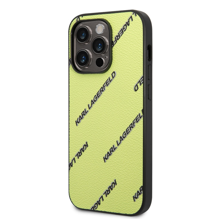Karl Lagerfeld iPhone 14 Pro Backcover hoesje - Logomania - Geel-Hoesjes-Ilumina Benelux