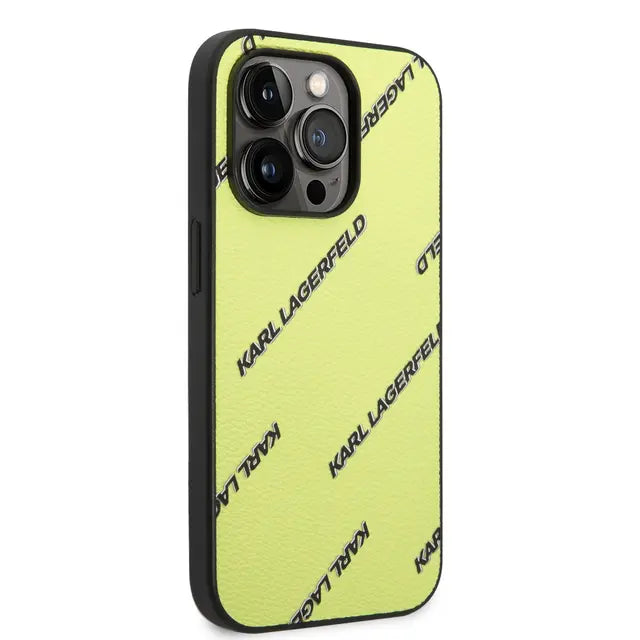 Karl Lagerfeld iPhone 14 Pro Backcover hoesje - Logomania - Geel-Hoesjes-Ilumina Benelux