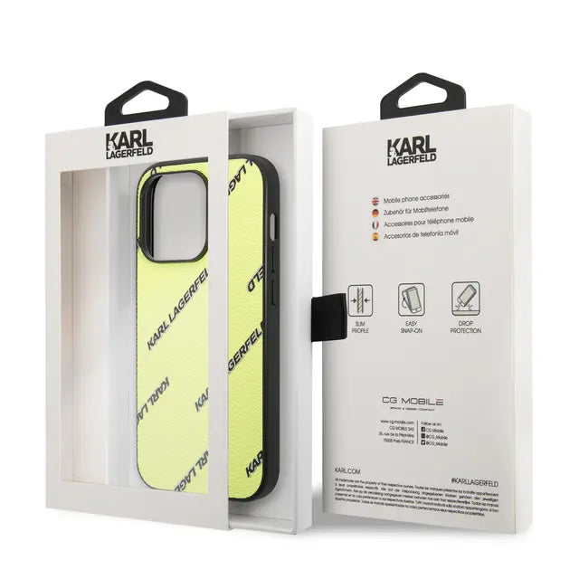 Karl Lagerfeld iPhone 14 Pro Backcover hoesje - Logomania - Geel-Hoesjes-Ilumina Benelux
