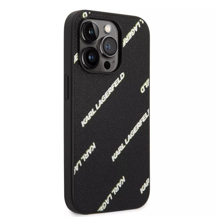 Karl Lagerfeld iPhone 14 Pro Backcover hoesje - Logomania - Zwart-Hoesjes-Ilumina Benelux