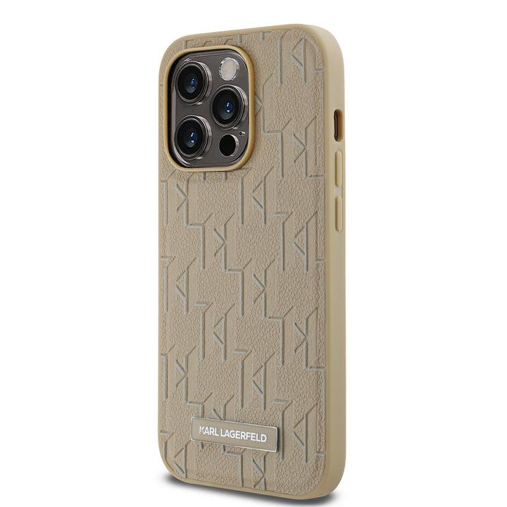 Karl Lagerfeld iPhone 14 Pro Backcover hoesje Magsafe pu - hot stamp - Beige-Hoesjes-Ilumina Benelux