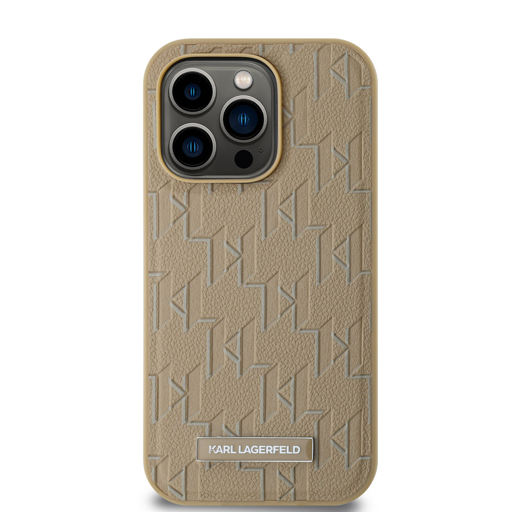 Karl Lagerfeld iPhone 14 Pro Backcover hoesje Magsafe pu - hot stamp - Beige-Hoesjes-Ilumina Benelux