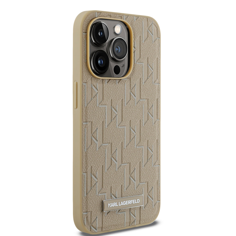 Karl Lagerfeld iPhone 14 Pro Backcover hoesje Magsafe pu - hot stamp - Beige-Hoesjes-Ilumina Benelux