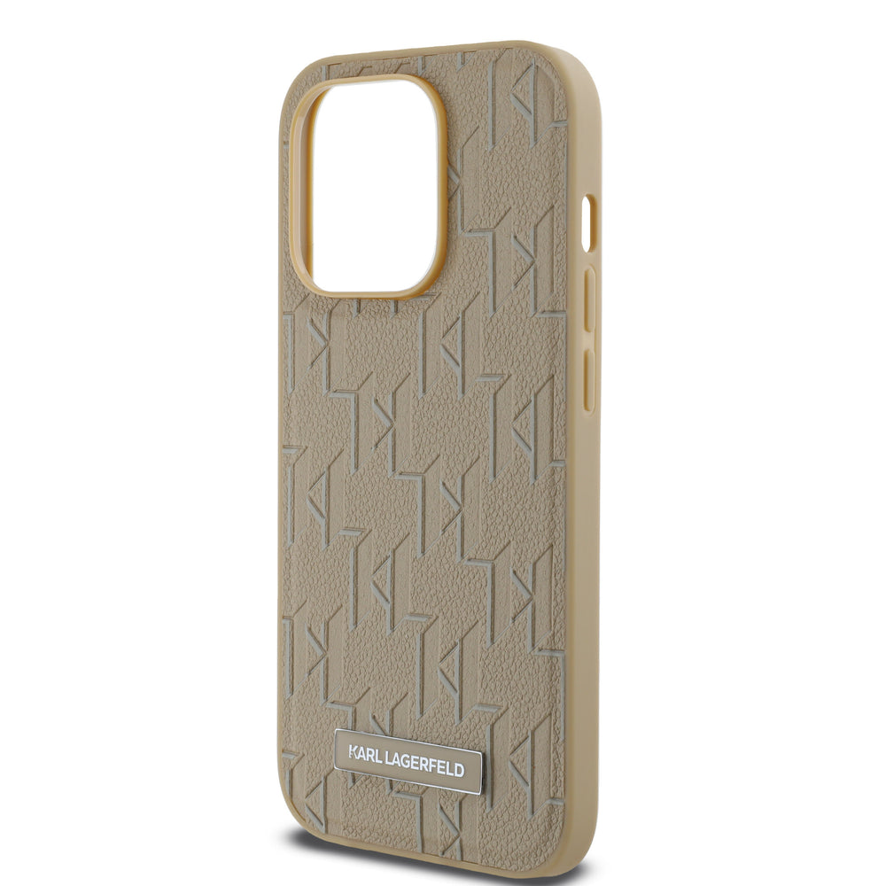 Karl Lagerfeld iPhone 14 Pro Backcover hoesje Magsafe pu - hot stamp - Beige-Hoesjes-Ilumina Benelux