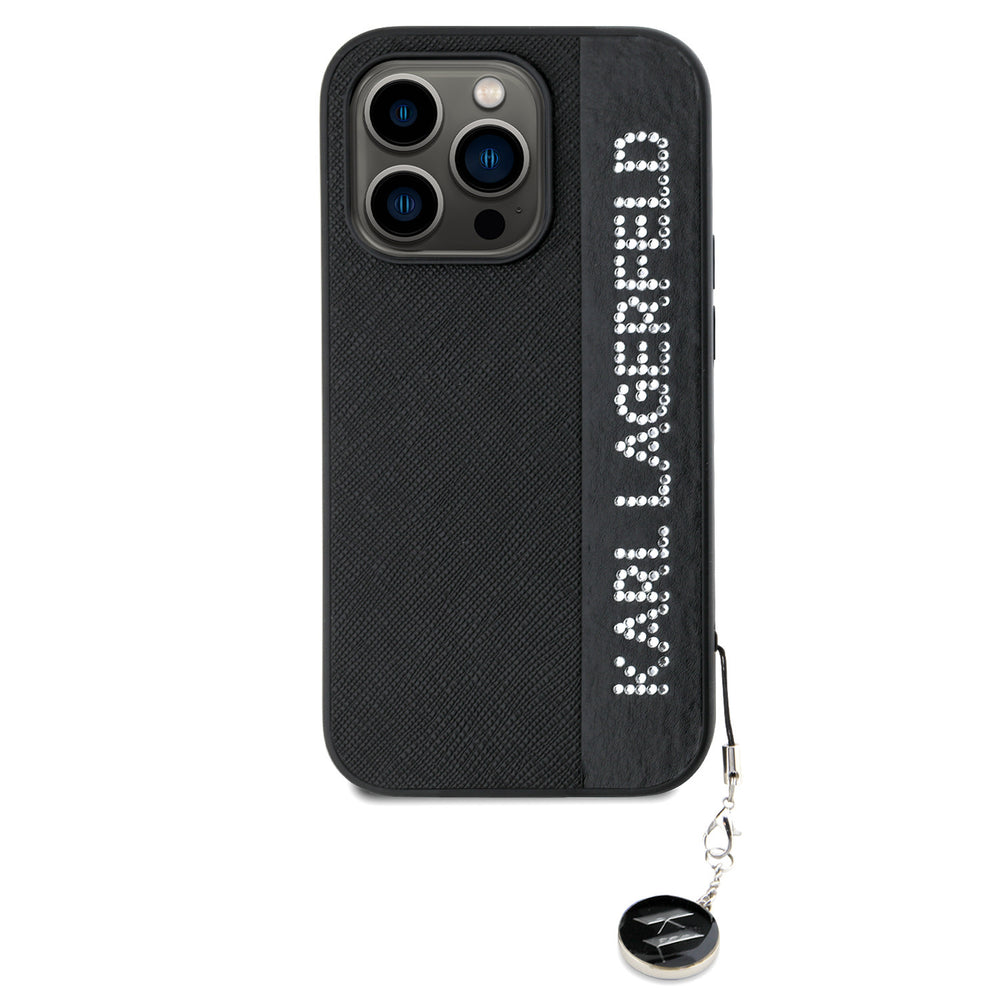 Karl Lagerfeld iPhone 14 Pro Backcover hoesje Saffiano Rhinestones and Charm - Zwart-Hoesjes-Ilumina Benelux