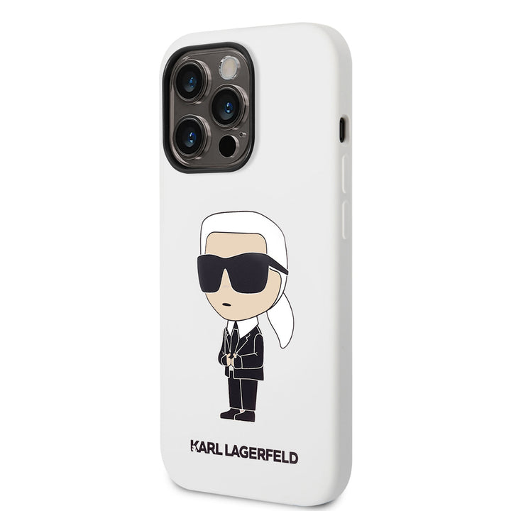 Karl Lagerfeld iPhone 14 Pro Backcover hoesje - Silicone - Ikonik - Wit-Hoesjes-Ilumina Benelux