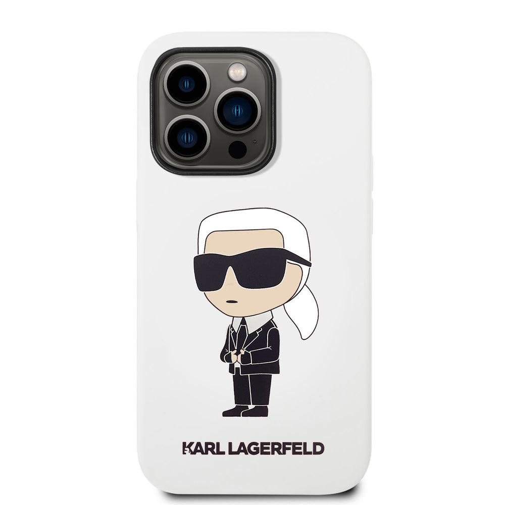 Karl Lagerfeld iPhone 14 Pro Backcover hoesje - Silicone - Ikonik - Wit-Hoesjes-Ilumina Benelux