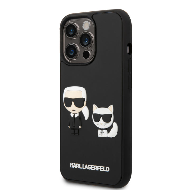 Karl Lagerfeld iPhone 14 Pro Hardcase Backcover - 3D Rubber K&C - Zwart-Hoesjes-Ilumina Benelux