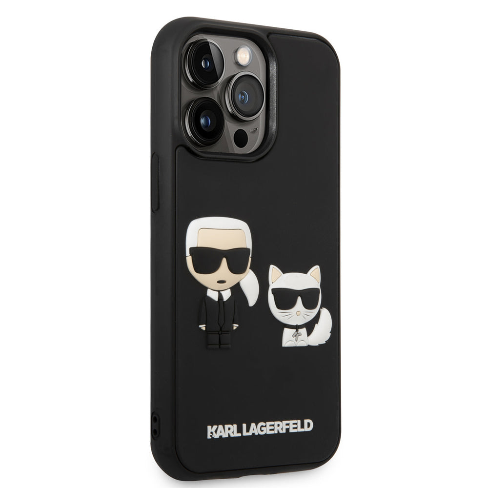 Karl Lagerfeld iPhone 14 Pro Hardcase Backcover - 3D Rubber K&C - Zwart-Hoesjes-Ilumina Benelux