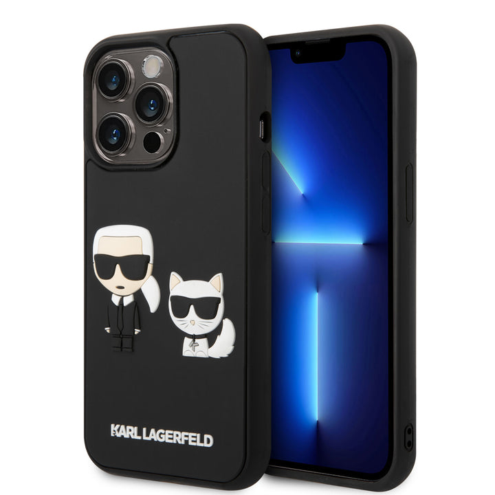 Karl Lagerfeld iPhone 14 Pro Hardcase Backcover - 3D Rubber K&C - Zwart-Hoesjes-Ilumina Benelux