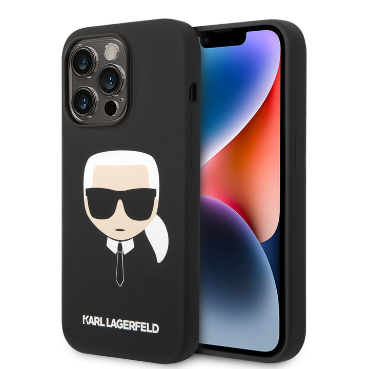 Karl Lagerfeld iPhone 14 Pro Hardcase Backcover - Karl's Head - Zwart-Hoesjes-Ilumina Benelux