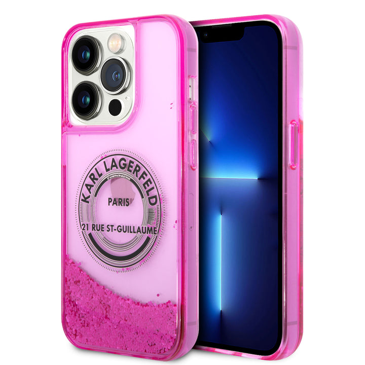 Karl Lagerfeld iPhone 14 Pro Max Backcover hoesje - Glitter RSG - Roze-Hoesjes-Ilumina Benelux