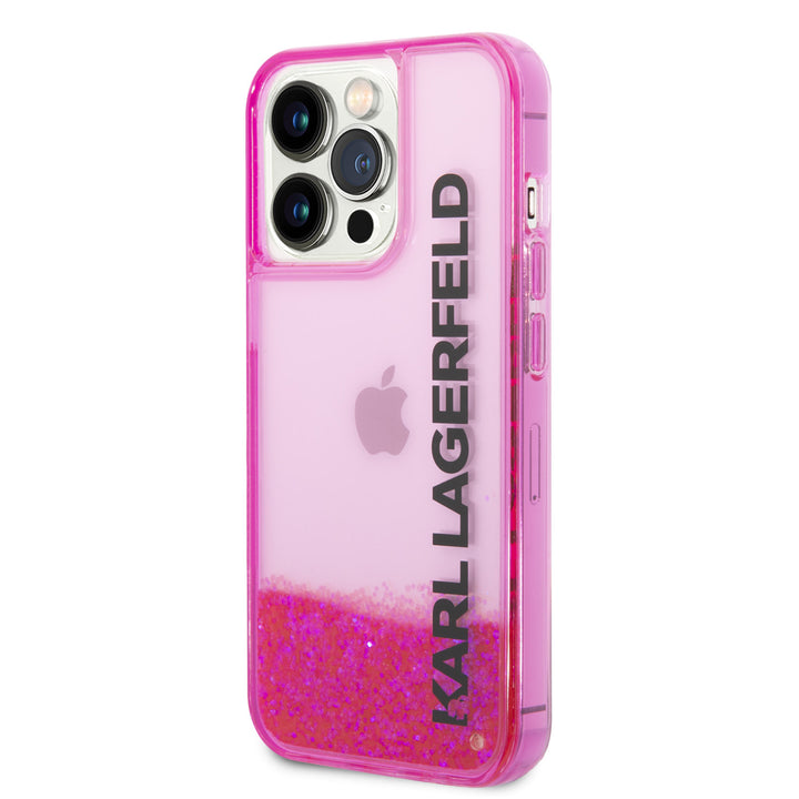 Karl Lagerfeld iPhone 14 Pro Max Backcover hoesje - Liquid Glitter - Roze-Hoesjes-Ilumina Benelux