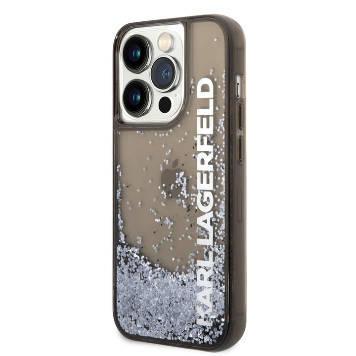 Karl Lagerfeld iPhone 14 Pro Max Backcover hoesje - Liquid Glitter - Zwart-Hoesjes-Ilumina Benelux