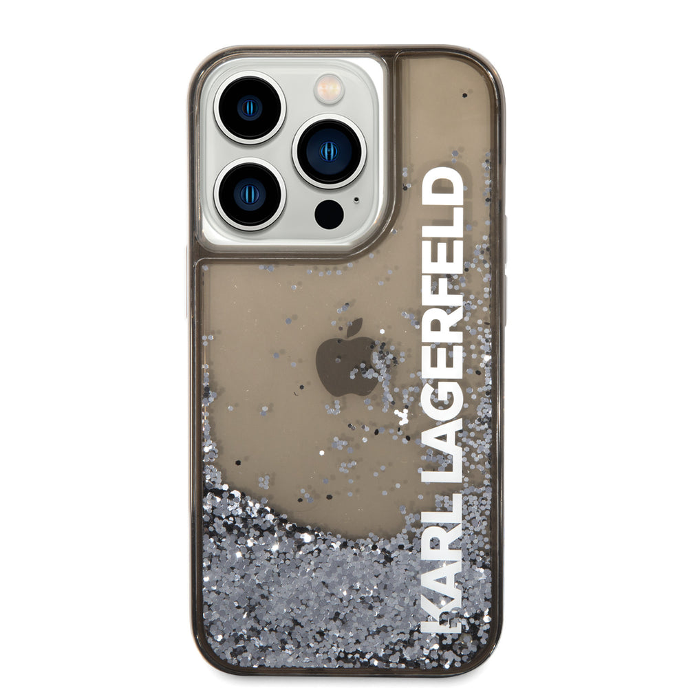 Karl Lagerfeld iPhone 14 Pro Max Backcover hoesje - Liquid Glitter - Zwart-Hoesjes-Ilumina Benelux