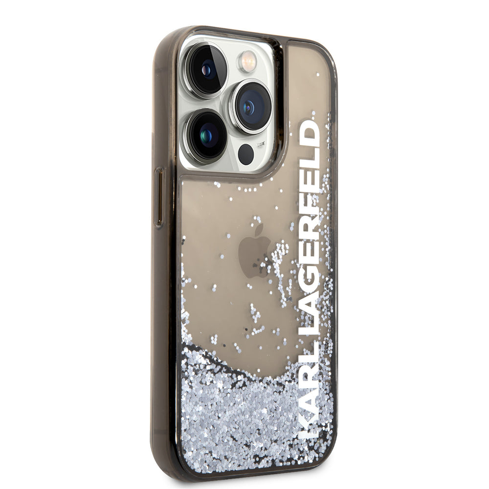 Karl Lagerfeld iPhone 14 Pro Max Backcover hoesje - Liquid Glitter - Zwart-Hoesjes-Ilumina Benelux