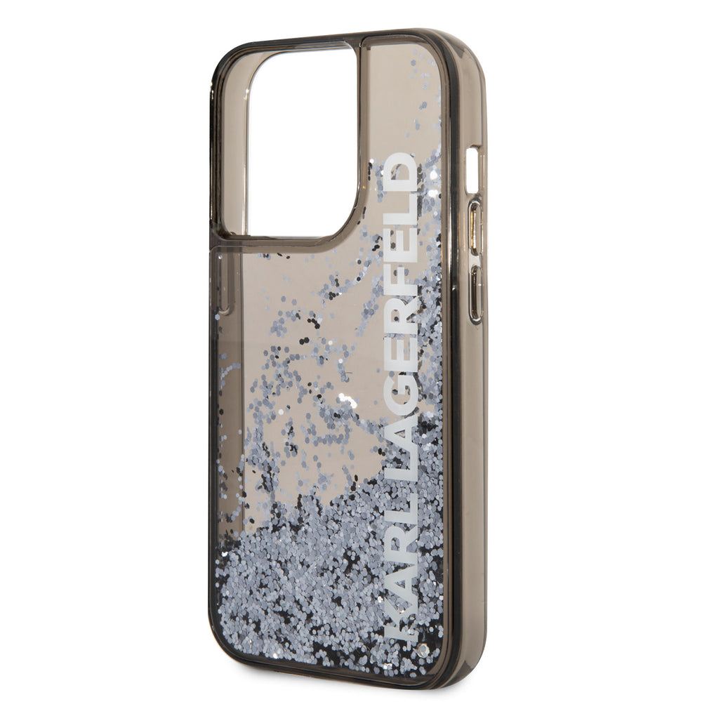 Karl Lagerfeld iPhone 14 Pro Max Backcover hoesje - Liquid Glitter - Zwart-Hoesjes-Ilumina Benelux