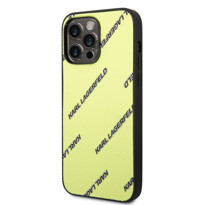 Karl Lagerfeld iPhone 14 Pro Max Backcover hoesje - Logomania - Geel-Hoesjes-Ilumina Benelux