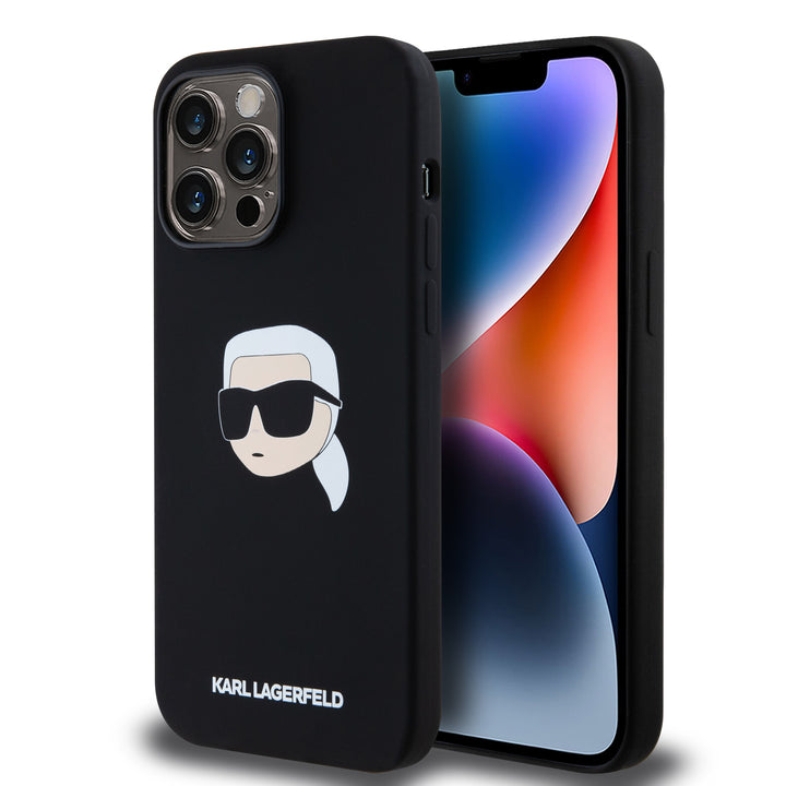 Karl Lagerfeld iPhone 14 Pro Max Backcover hoesje Magsafe - Karl Print - Zwart-Hoesjes-Ilumina Benelux