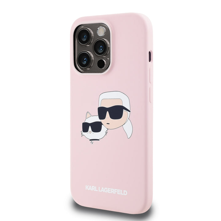 Karl Lagerfeld iPhone 14 Pro Max Backcover hoesje Magsafe - double heads print - Roze-Hoesjes-Ilumina Benelux