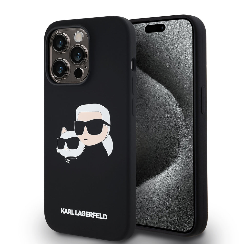 Karl Lagerfeld iPhone 14 Pro Max Backcover hoesje Magsafe - double heads print - Zwart-Hoesjes-Ilumina Benelux