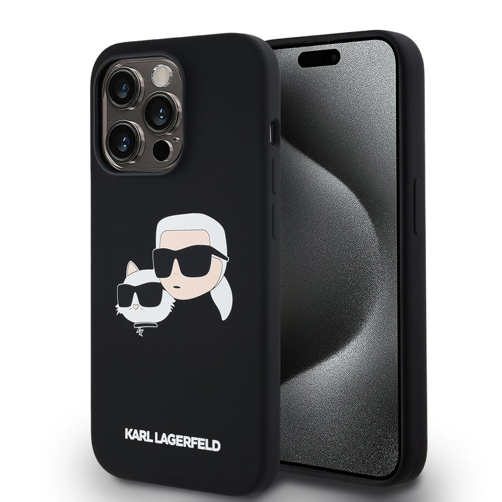 Karl Lagerfeld iPhone 14 Pro Max Backcover hoesje Magsafe - double heads print - Zwart-Hoesjes-Ilumina Benelux