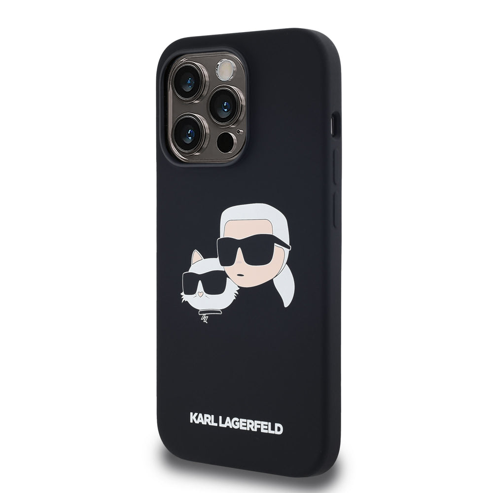 Karl Lagerfeld iPhone 14 Pro Max Backcover hoesje Magsafe - double heads print - Zwart-Hoesjes-Ilumina Benelux