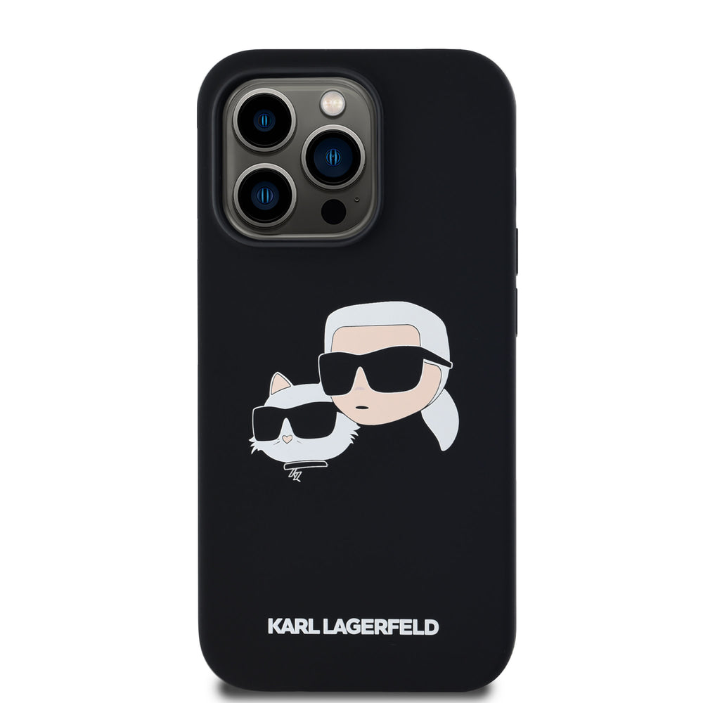 Karl Lagerfeld iPhone 14 Pro Max Backcover hoesje Magsafe - double heads print - Zwart-Hoesjes-Ilumina Benelux