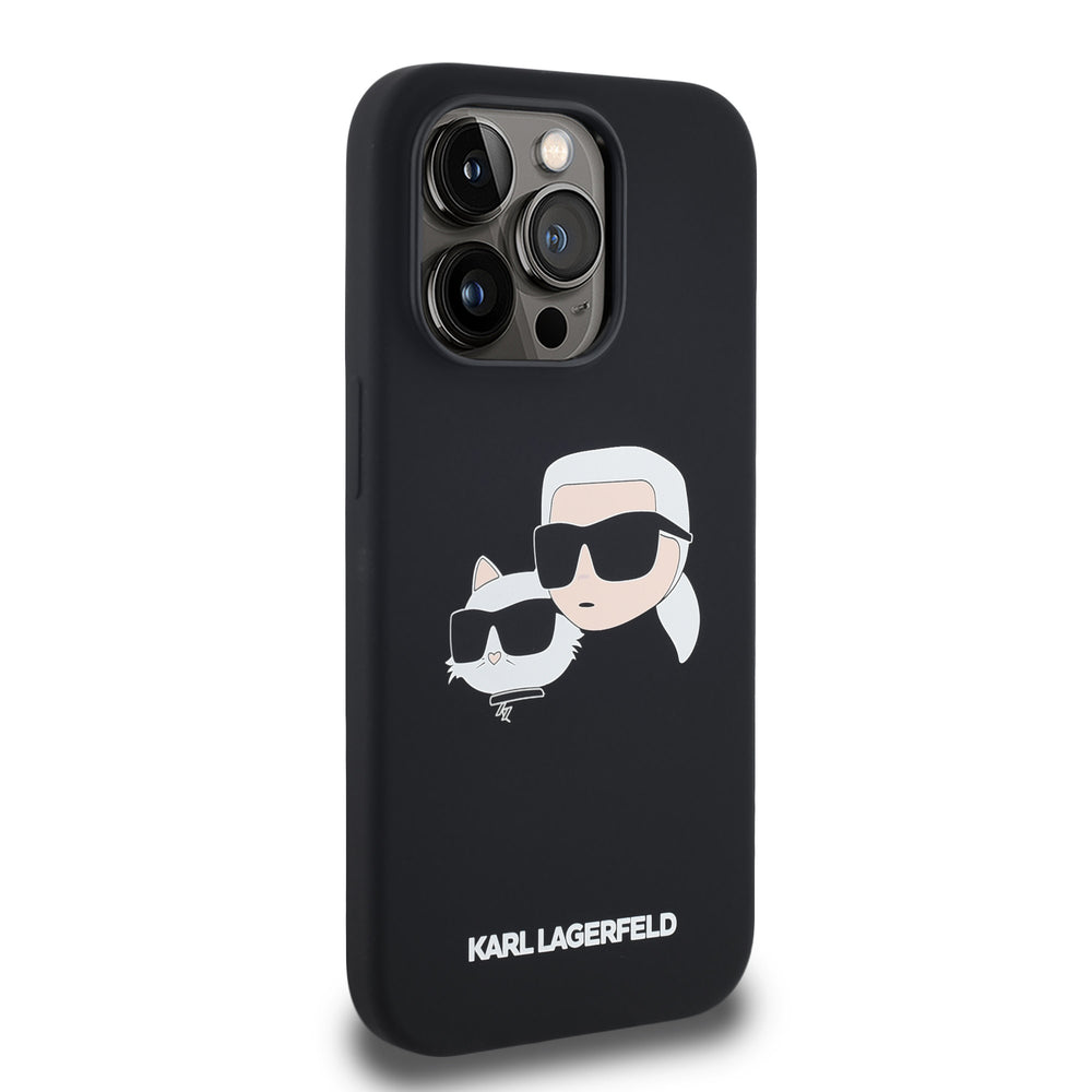 Karl Lagerfeld iPhone 14 Pro Max Backcover hoesje Magsafe - double heads print - Zwart-Hoesjes-Ilumina Benelux
