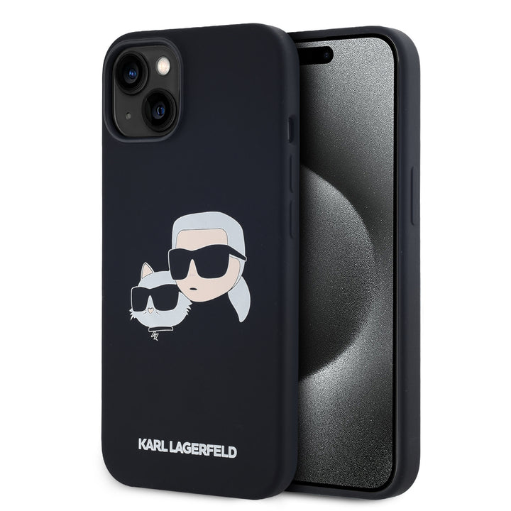 Karl Lagerfeld iPhone 14 Pro Max Backcover hoesje Magsafe - double heads print - Zwart-Hoesjes-Ilumina Benelux