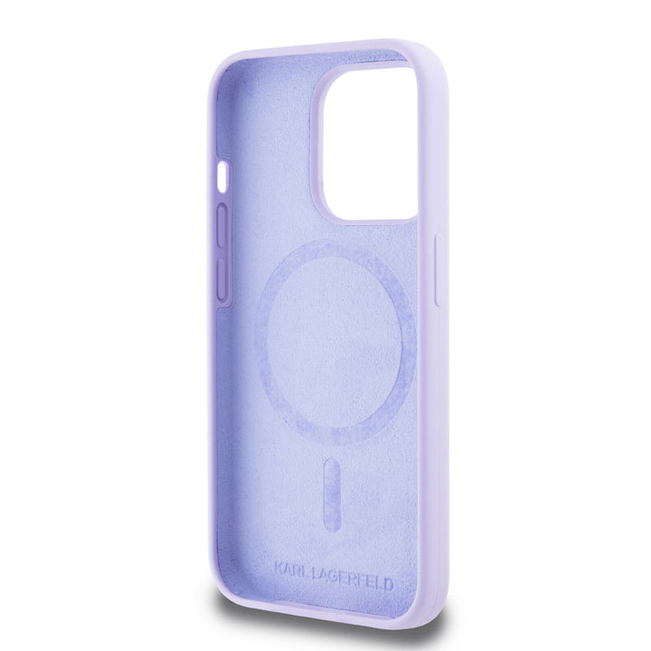 Karl Lagerfeld iPhone 14 Pro Max Backcover hoesje Magsafe silicone KC Heads Ring - Paars-Hoesjes-Ilumina Benelux