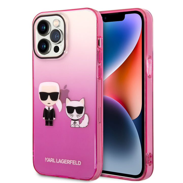 Karl Lagerfeld iPhone 14 Pro Max Hardcase Backcover - K&C - Gradient - Roze-Hoesjes-Ilumina Benelux