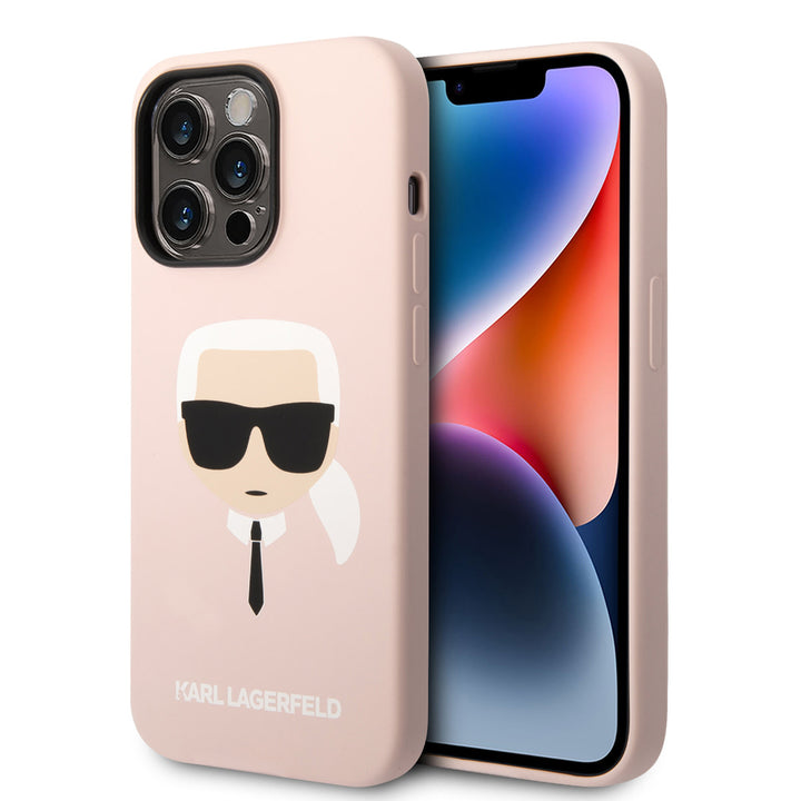 Karl Lagerfeld iPhone 14 Pro Max Hardcase Backcover - Karl's Head - Magsafe Compatible - Roze-Hoesjes-Ilumina Benelux
