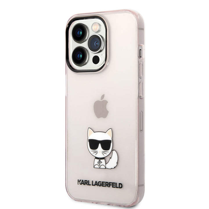 Karl Lagerfeld iPhone 14 Pro TPU Backcover - Choupette - Transparent - Roze-Hoesjes-Ilumina Benelux