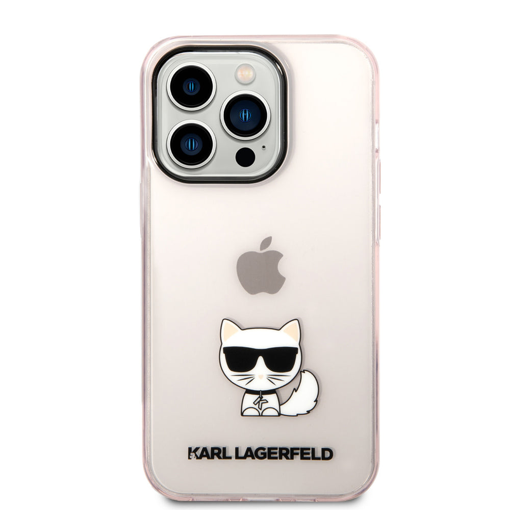 Karl Lagerfeld iPhone 14 Pro TPU Backcover - Choupette - Transparent - Roze-Hoesjes-Ilumina Benelux