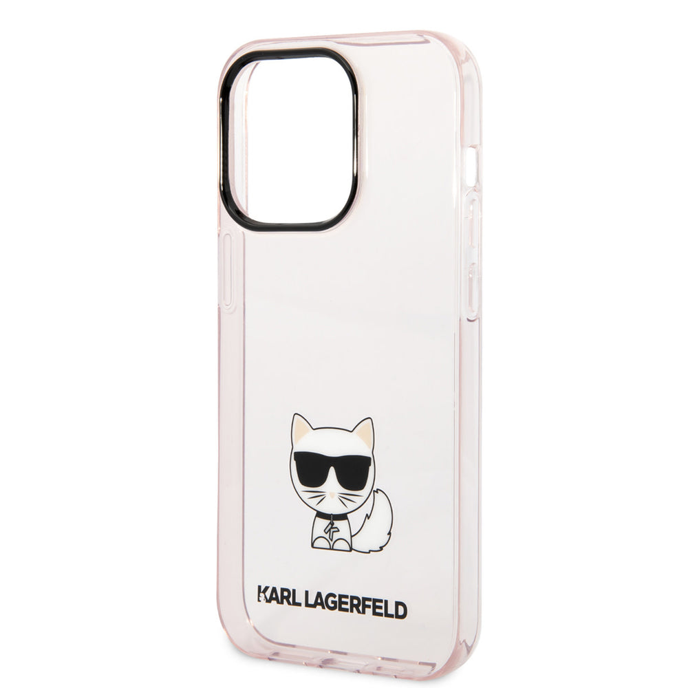 Karl Lagerfeld iPhone 14 Pro TPU Backcover - Choupette - Transparent - Roze-Hoesjes-Ilumina Benelux