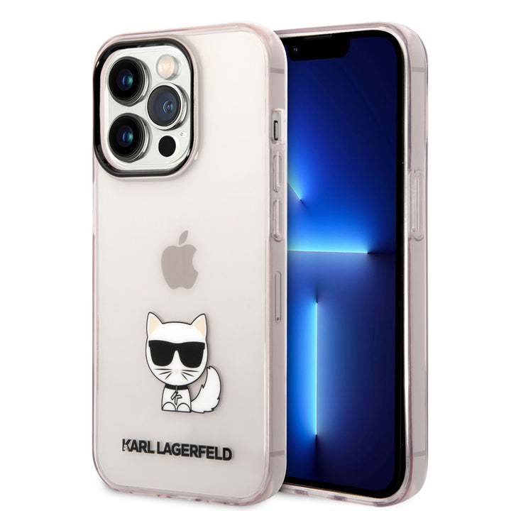 Karl Lagerfeld iPhone 14 Pro TPU Backcover - Choupette - Transparent - Roze-Hoesjes-Ilumina Benelux