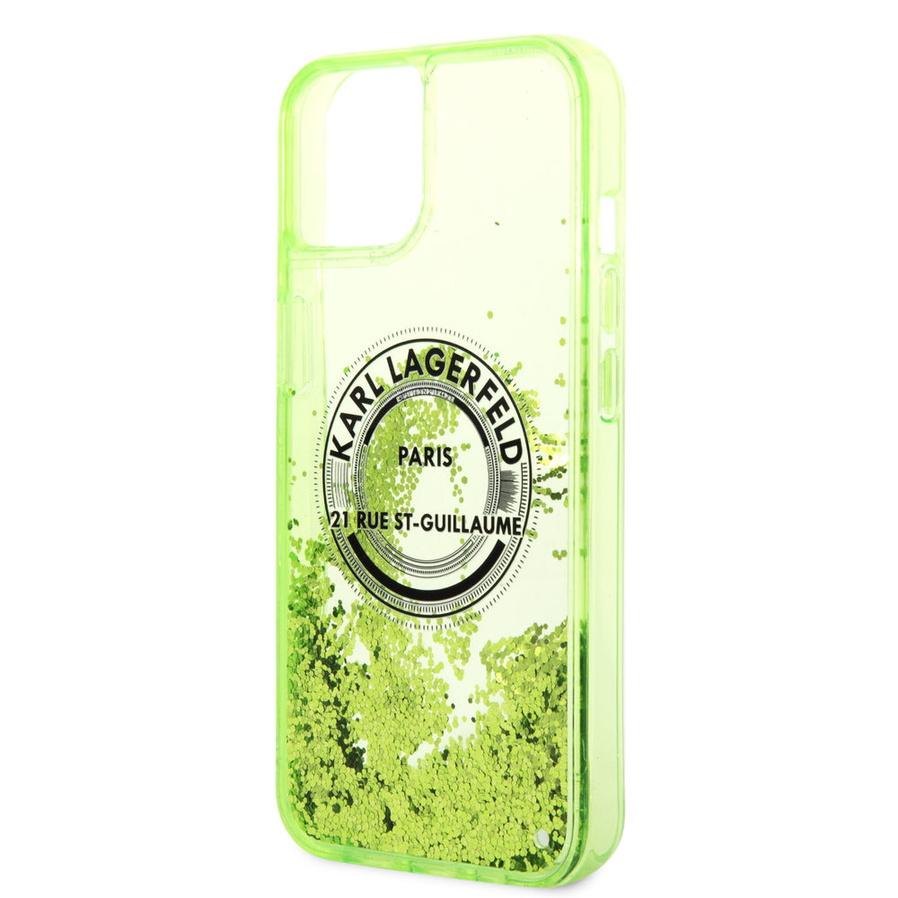 Karl Lagerfeld iPhone 14 en iPhone 13 Backcover hoesje - Glitter RSG - Groen-Hoesjes-Ilumina Benelux
