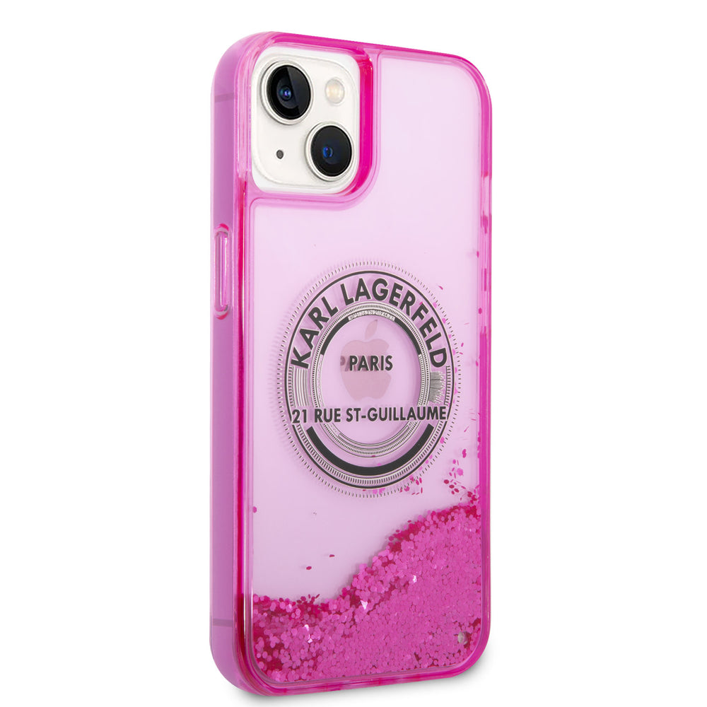Karl Lagerfeld iPhone 14 en iPhone 13 Backcover hoesje - Glitter RSG - Roze-Hoesjes-Ilumina Benelux